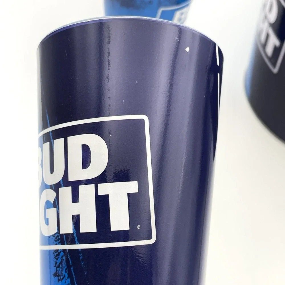 BUD LIGHT‎ Metal Bucket, 2 Bud Light Glasses and 2 Bud Light Coasters